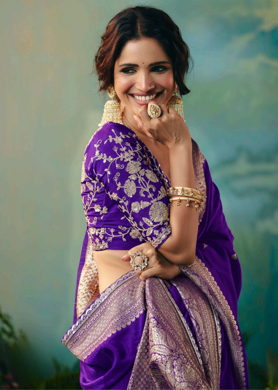 Royal Purple Viscose Dola Silk Saree