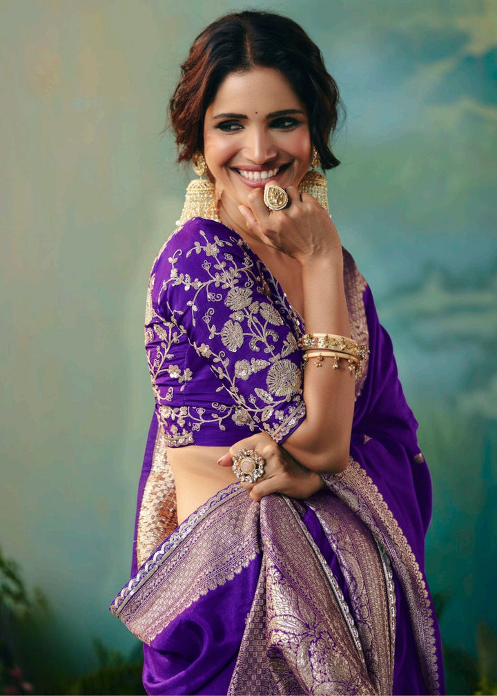 Royal Purple Viscose Dola Silk Saree