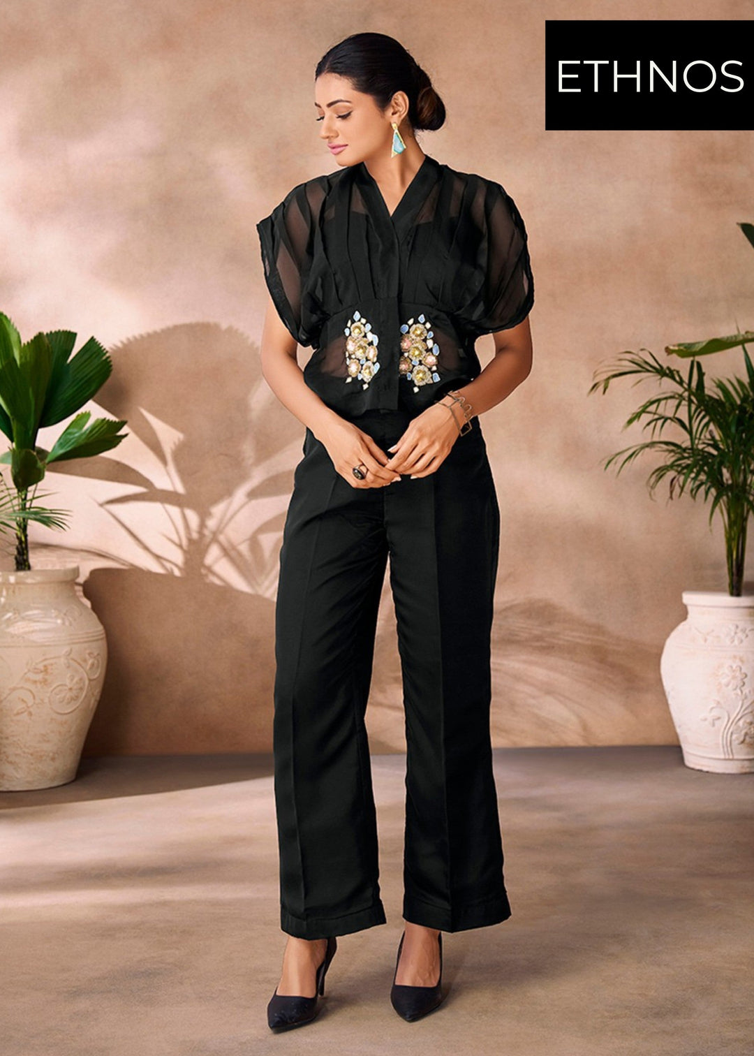 Black Handwork Organza Co-ord Set
