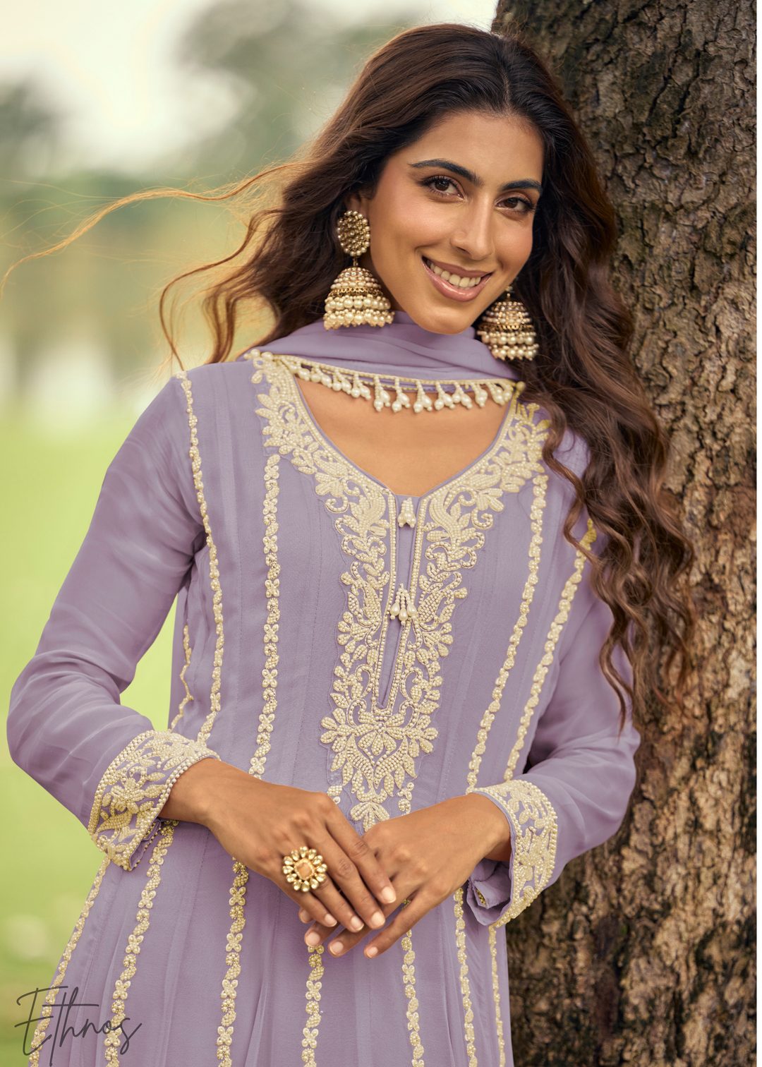 Lilac Purple Georgette Anarkali Suit