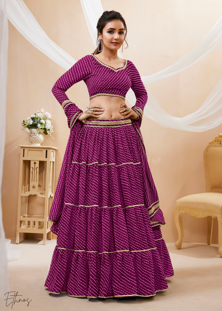 Damson Purple Georgette Lehenga Choli