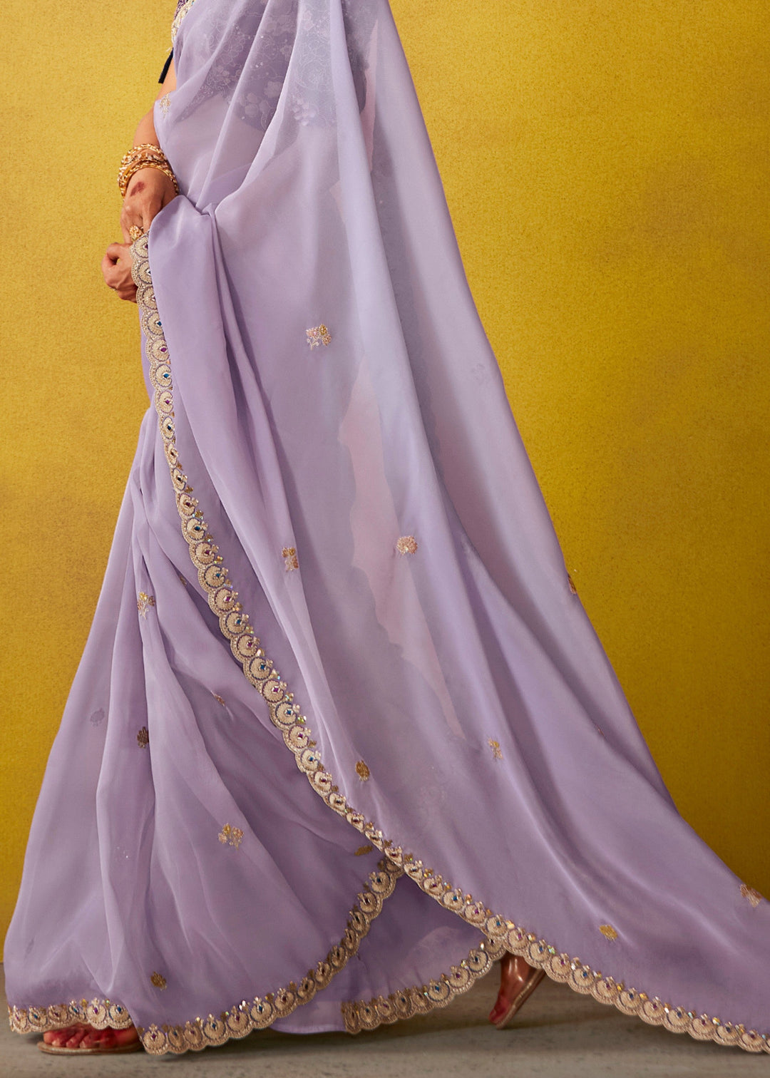 Mauve Purple Glass Tissue Silk Saree