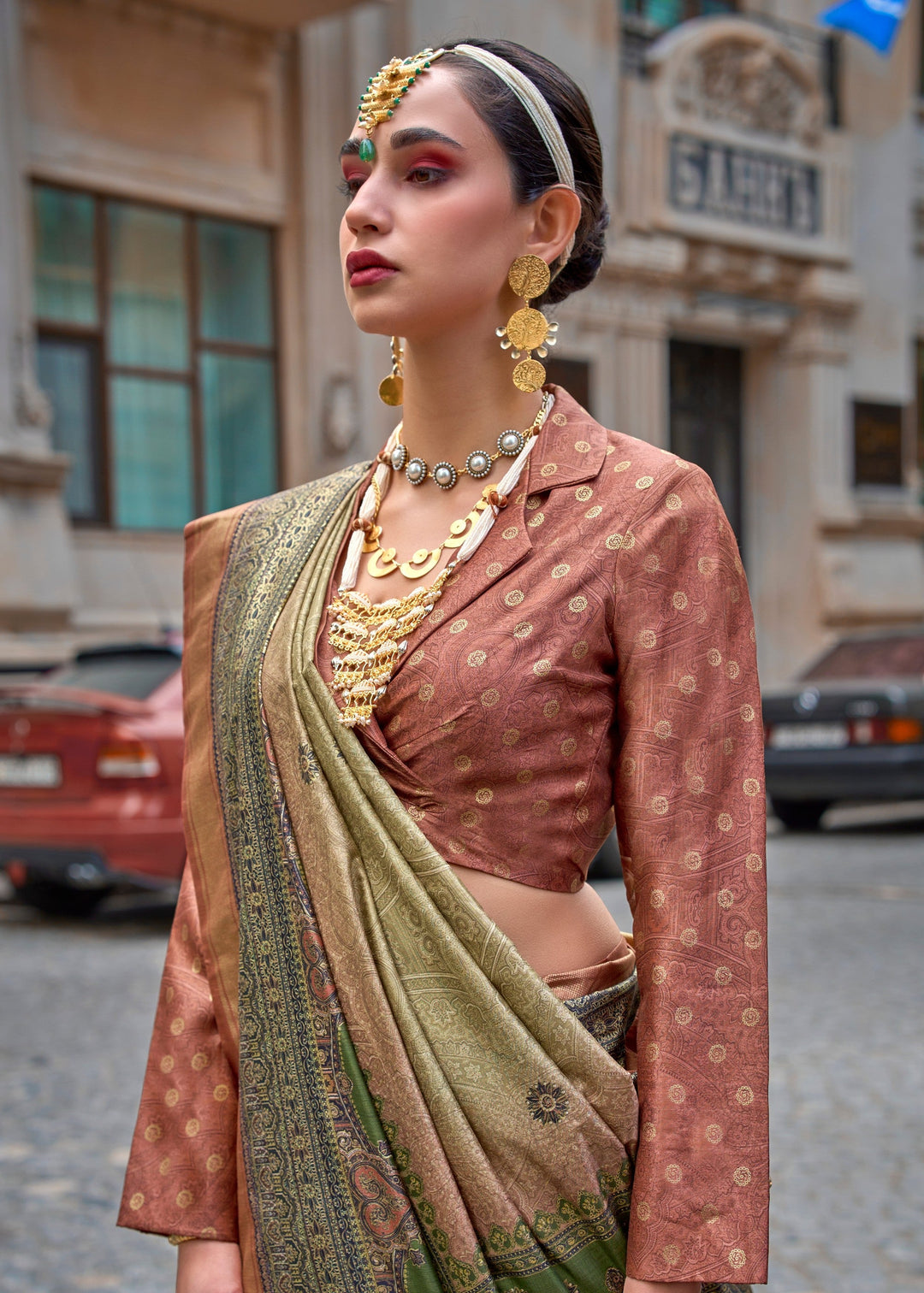 Moss Green Poly Viscose Silk Saree