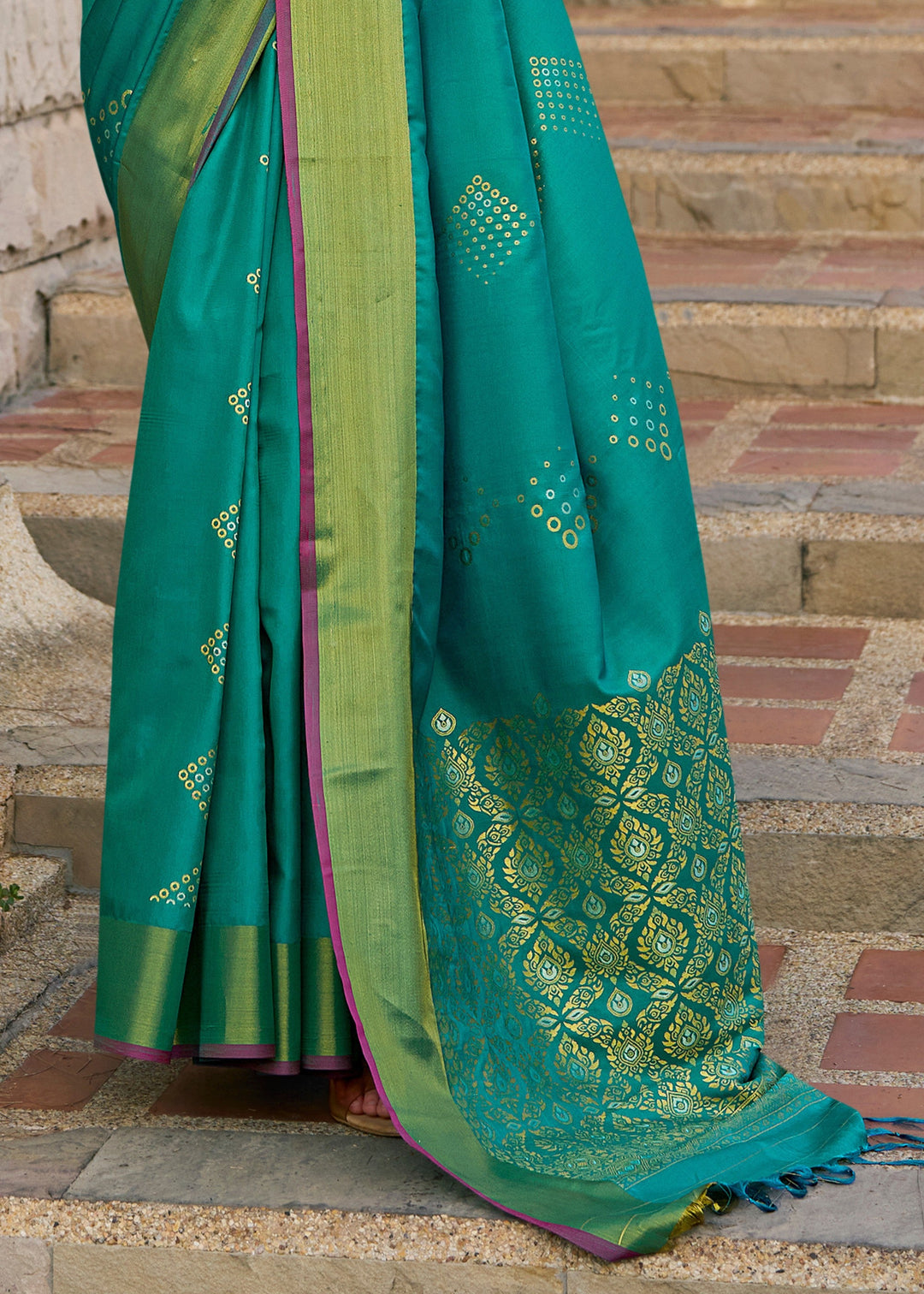 Light Green Satin Silk Saree