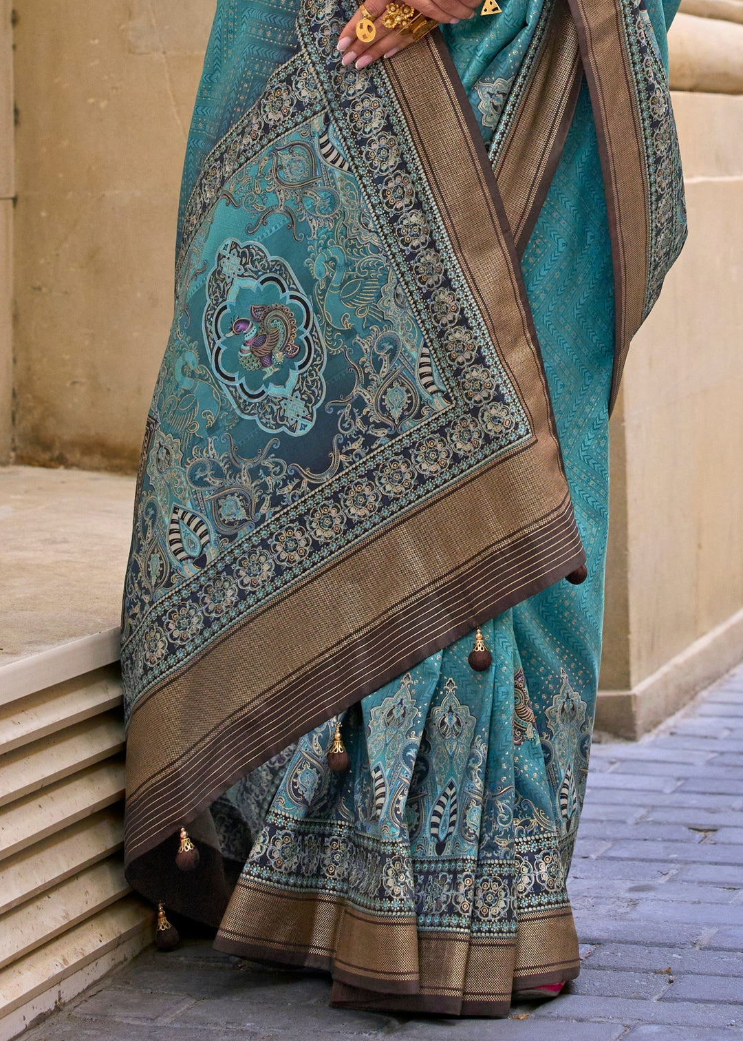Sapphire Blue Poly Viscose Silk Saree