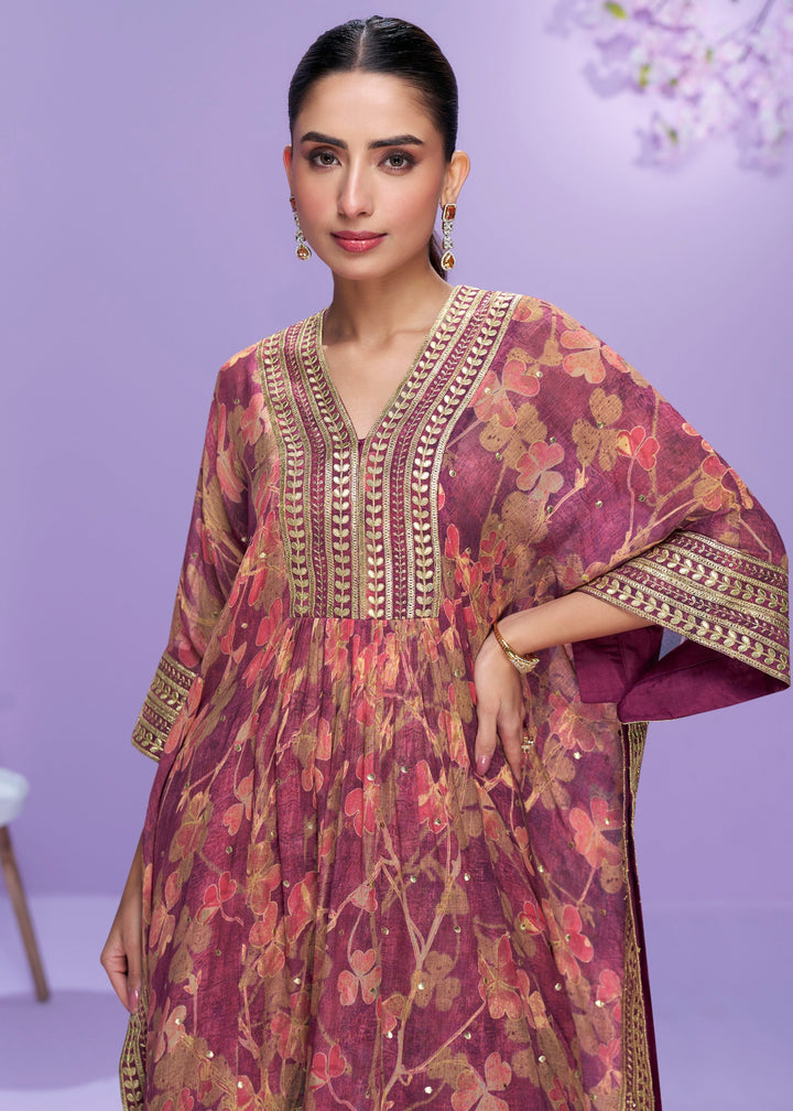 Mulberry Pink Georgette Kaftan Set