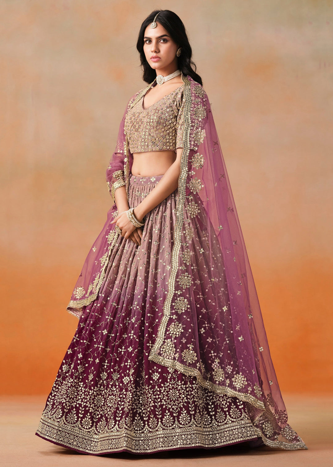 Maroon Georgette Lehenga Choli