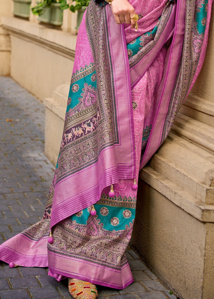 Fuscia Pink Poly Viscose Silk Saree