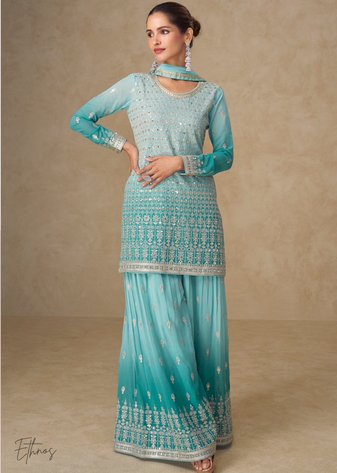 Aqua Blue Georgette Salwar Suit
