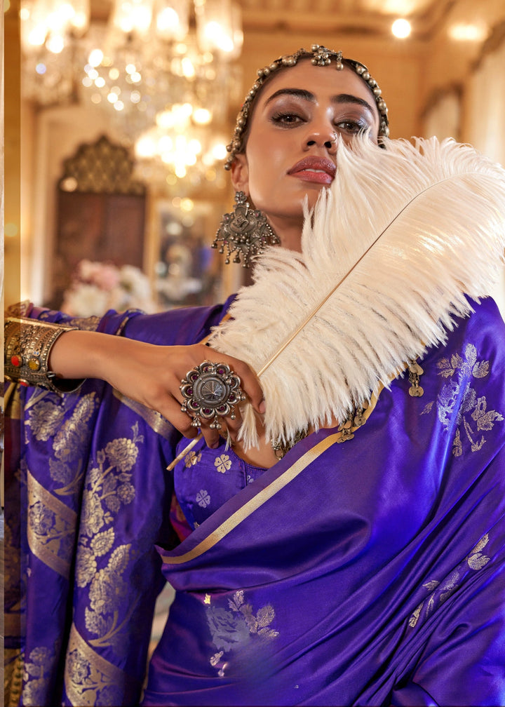 Lavender Satin Silk Saree