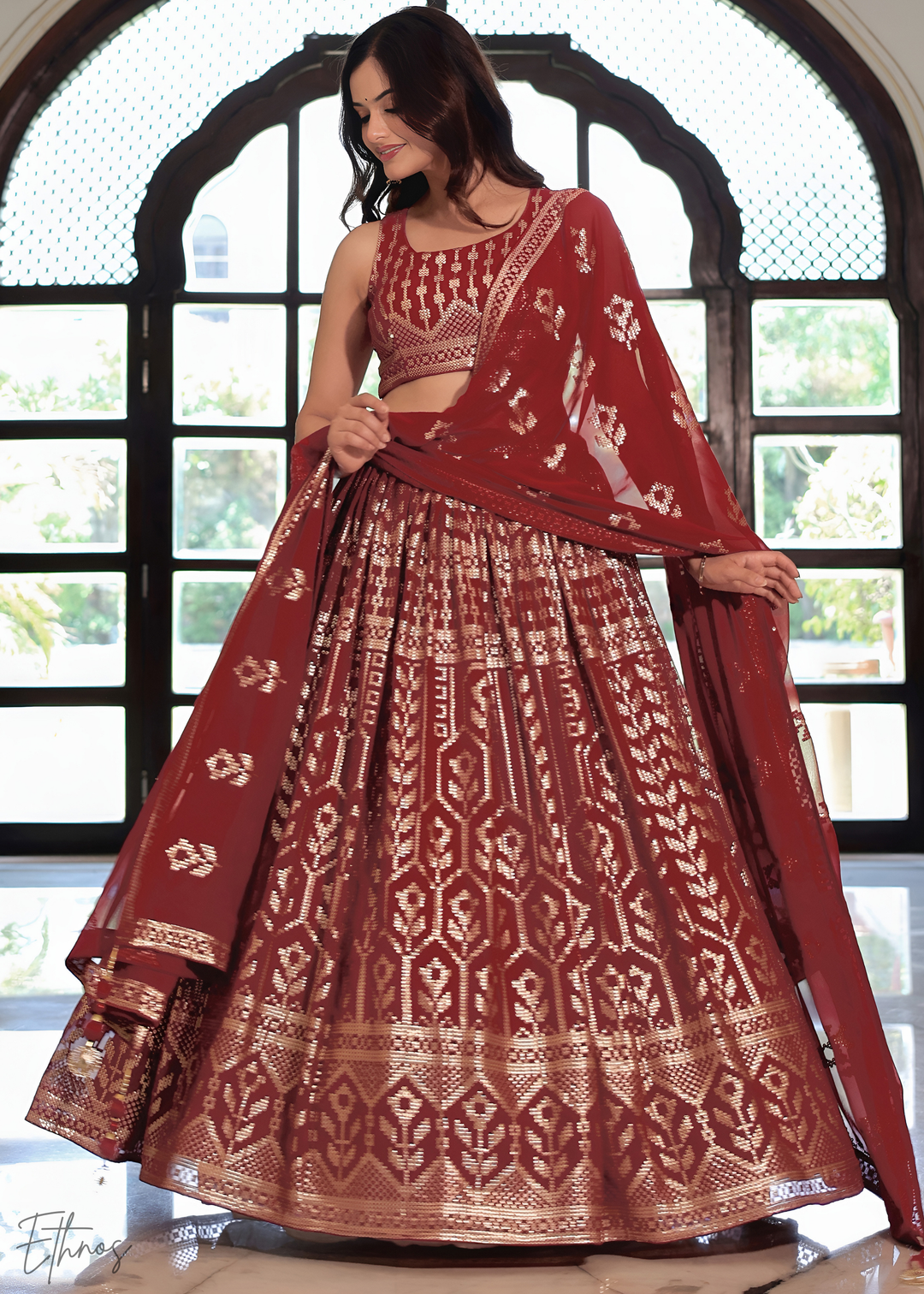 Ruby Red Georgette Lehenga Choli