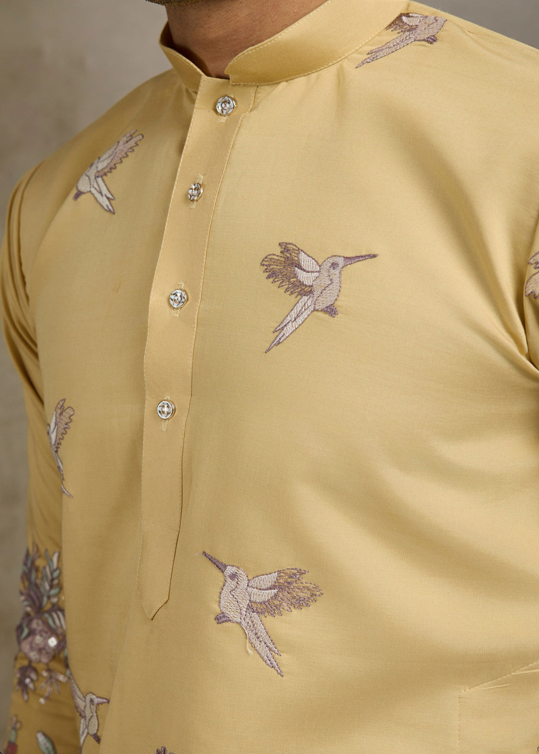 Yellow Viscose Mens Kurta With Unique Embroidery : Top Pick