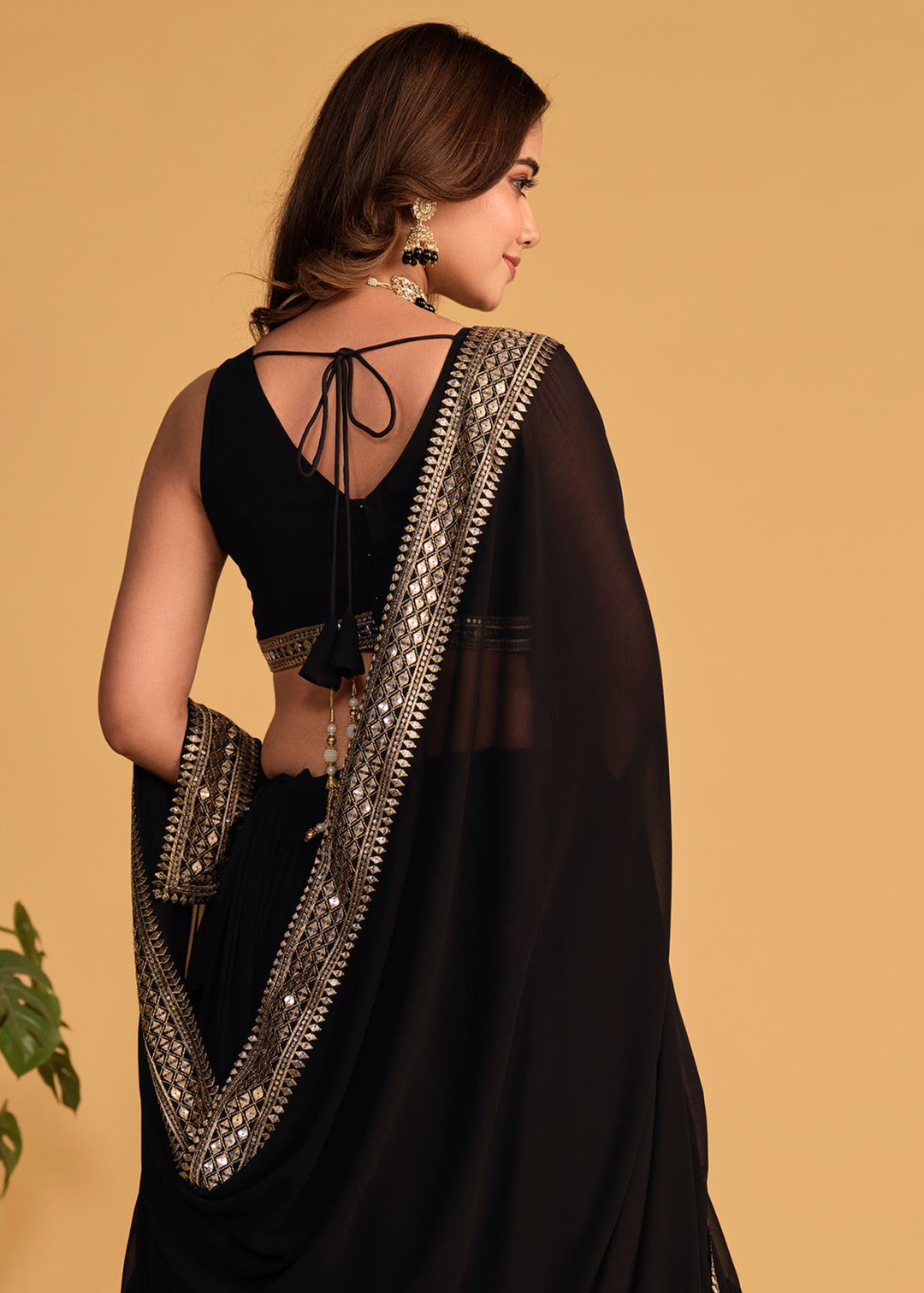 Onyx Black Georgette Lehenga Choli With Sequins Zari Embroidered Work : Top Pick