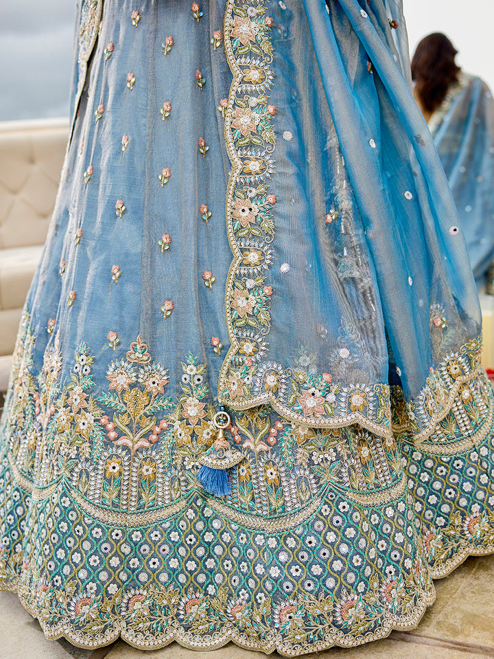 Sky Satin Silk Lehenga Choli