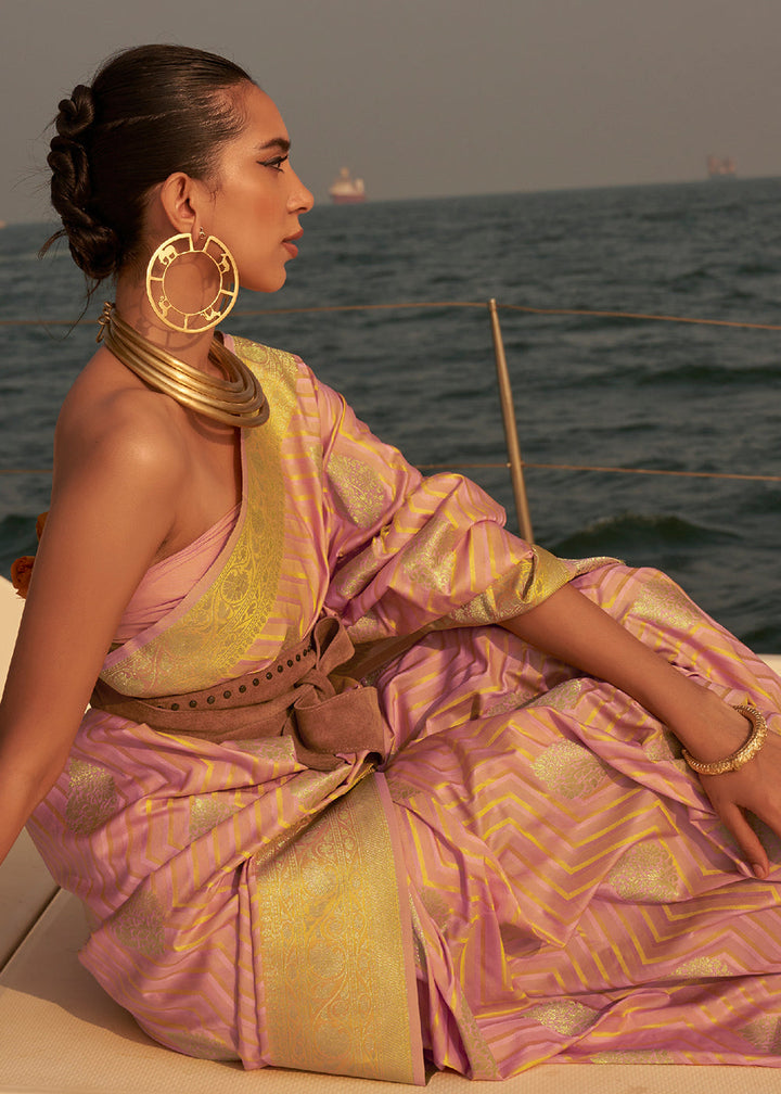 Rose Pink Two Tone Satin Silk Saree