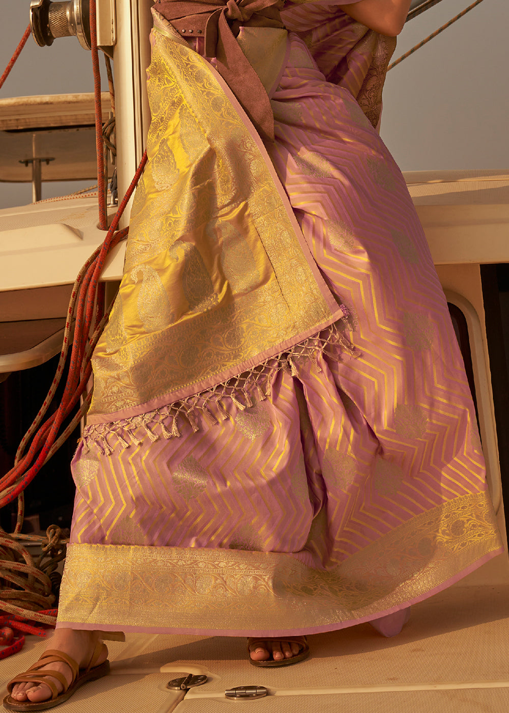 Rose Pink Two Tone Satin Silk Saree