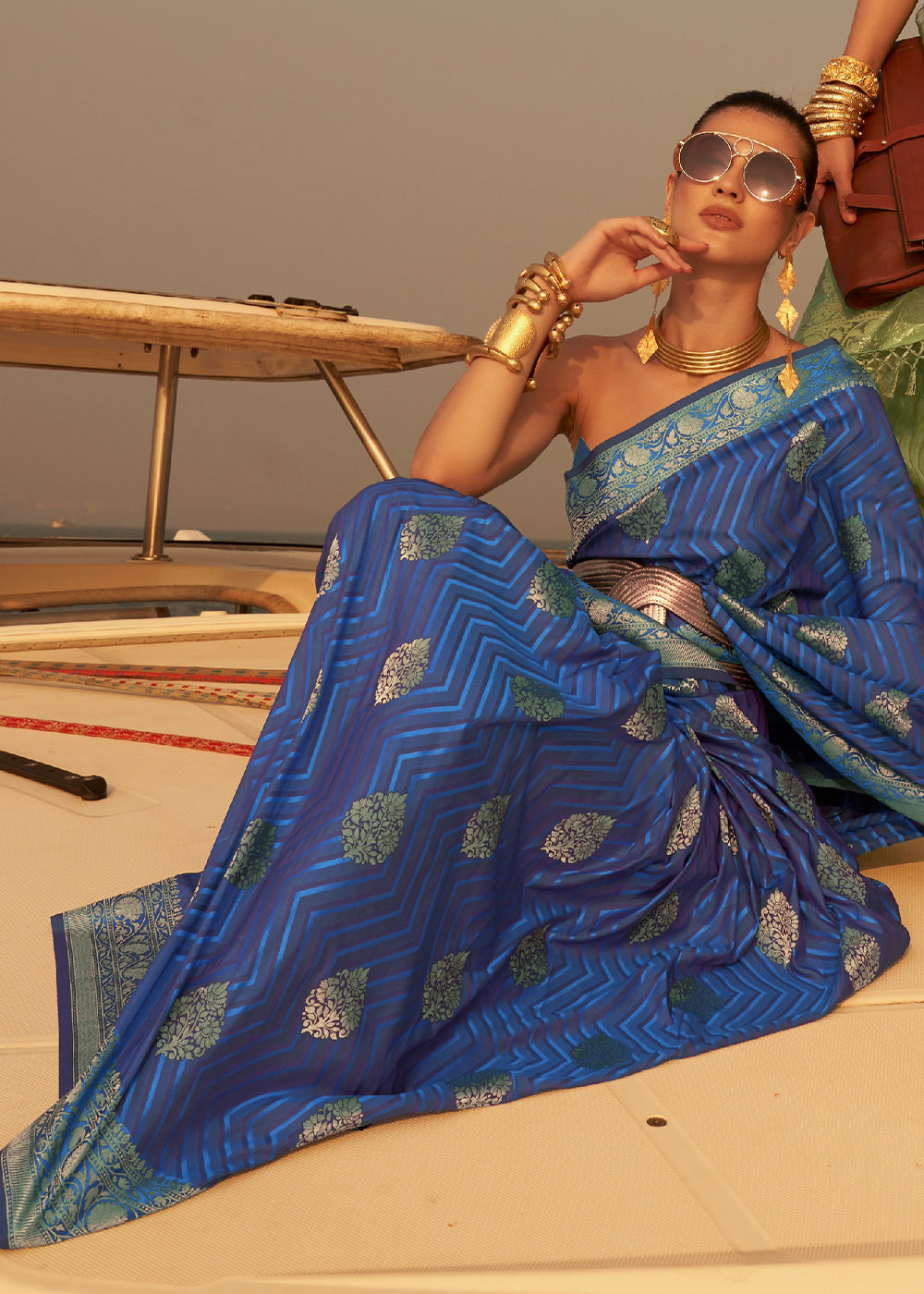 Shades Of Blue Two Tone Satin Silk Saree