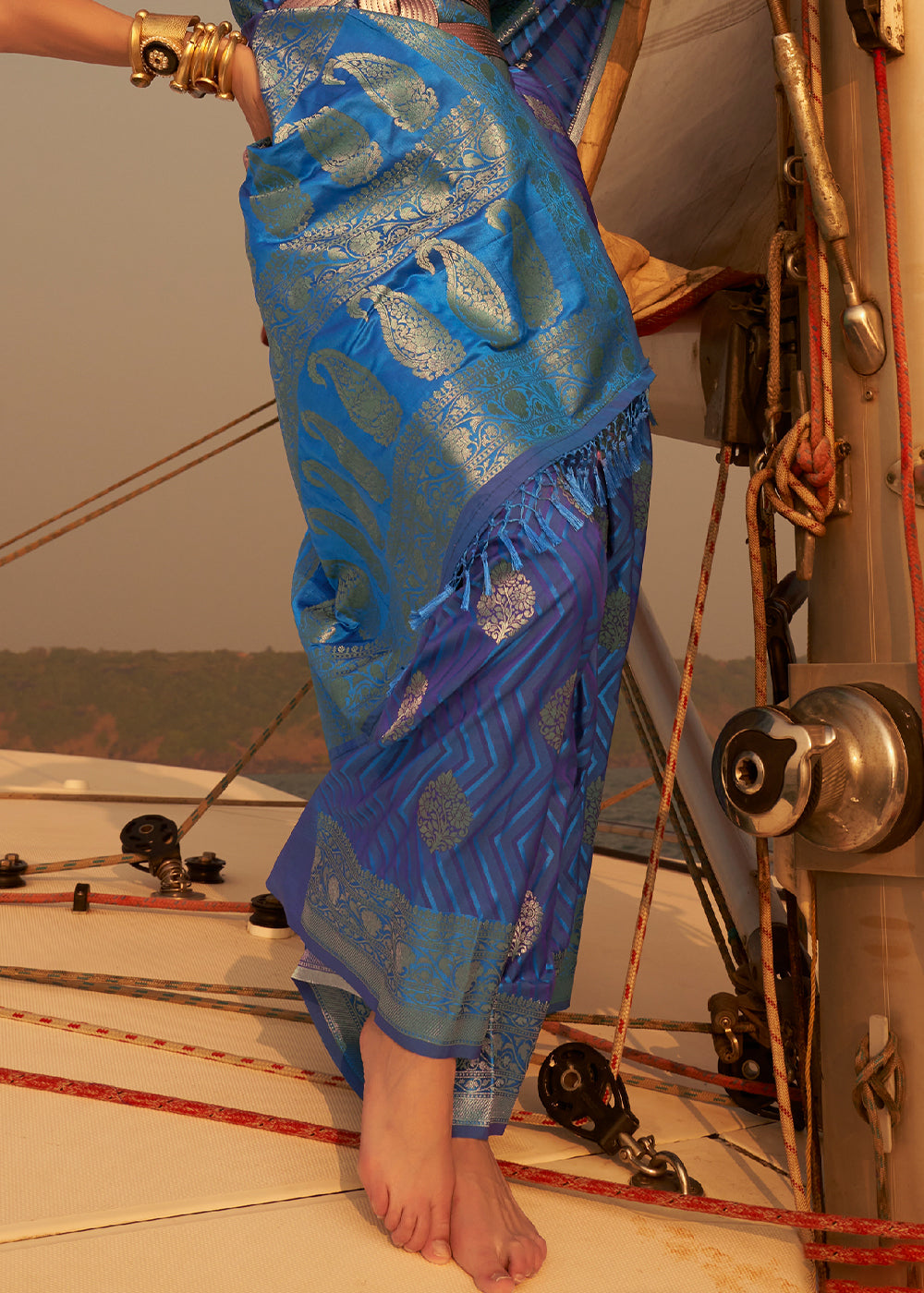 Shades Of Blue Two Tone Satin Silk Saree