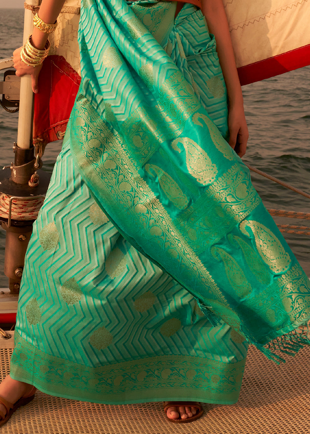 Shades Of Green Two Tone Satin Silk Saree