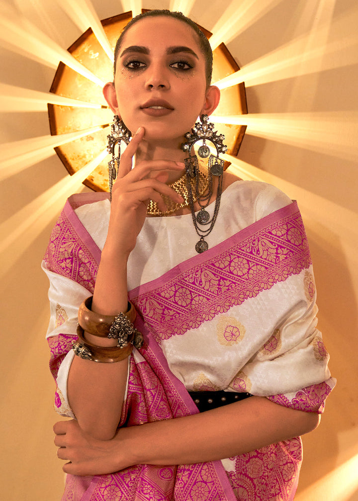 Shades Of Pink Handloom Woven Banarasi Silk Saree