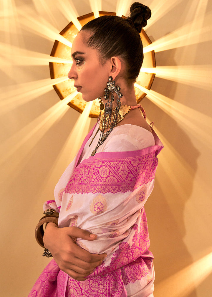 Shades Of Pink Handloom Woven Banarasi Silk Saree