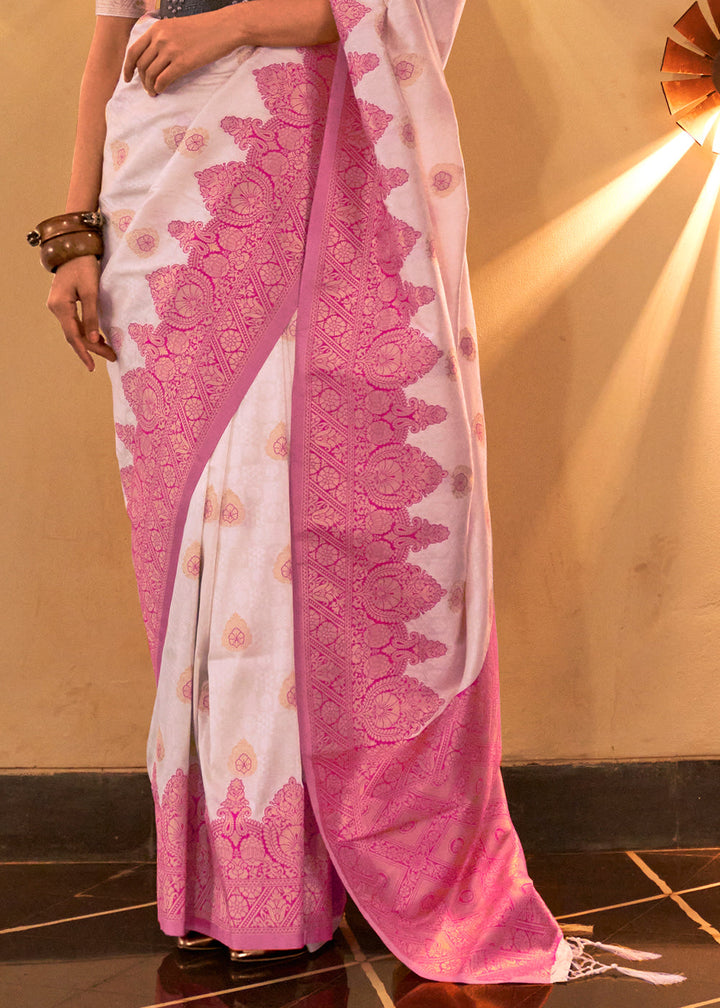 Shades Of Pink Handloom Woven Banarasi Silk Saree