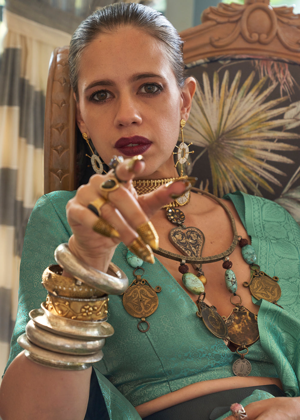 Turquoise Green Woven Satin Tissue Silk Saree