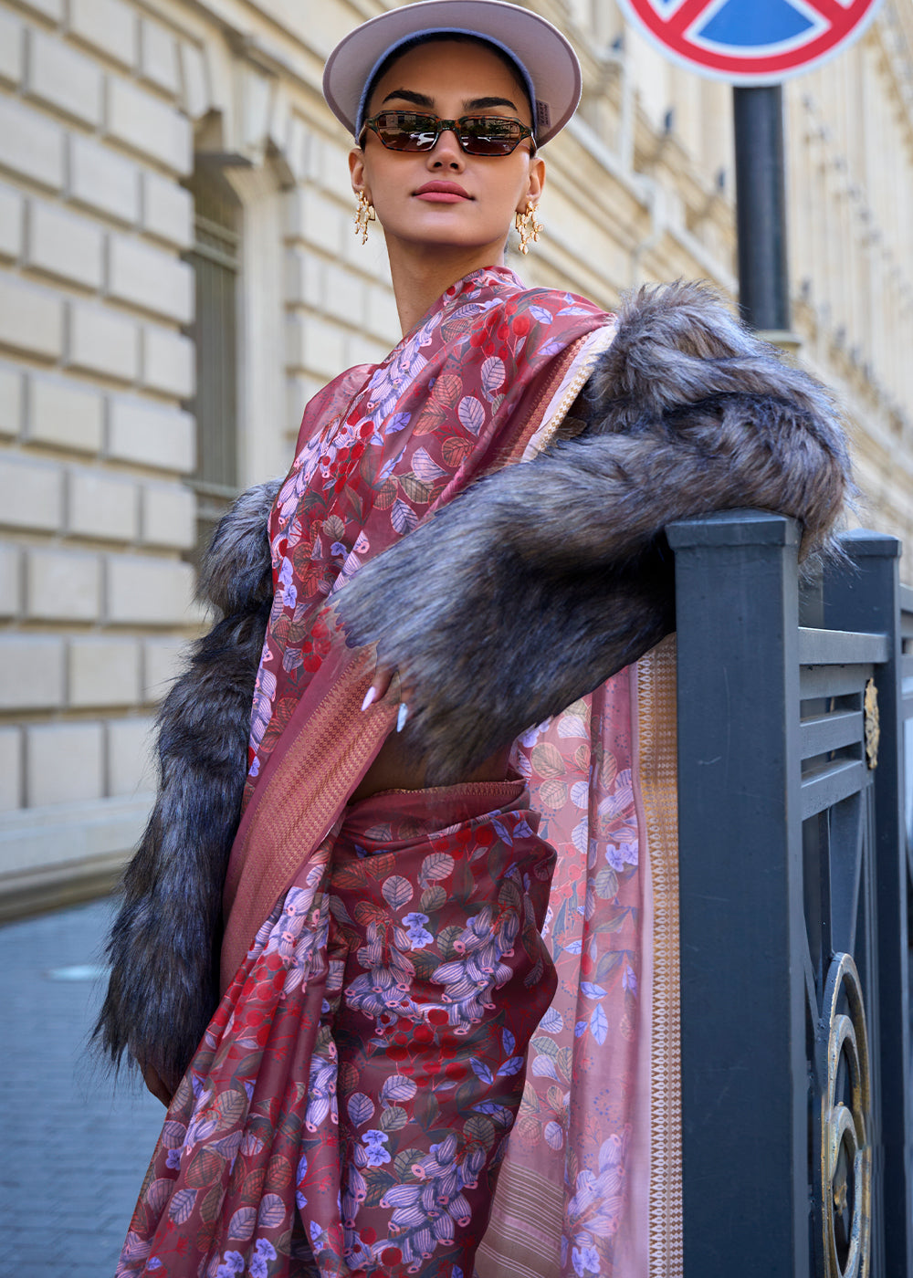 Shades Of Purple Satin Organza Saree