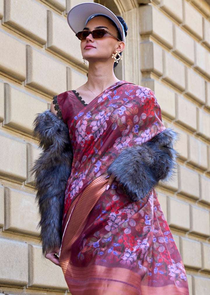 Shades Of Purple Satin Organza Saree