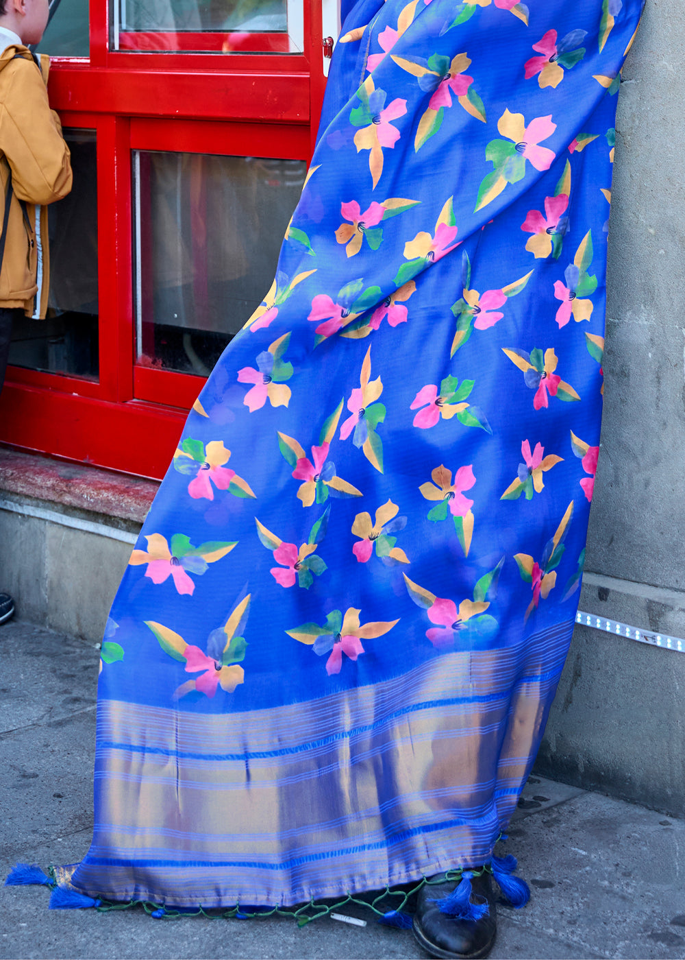 Cobalt Blue Satin Organza Saree
