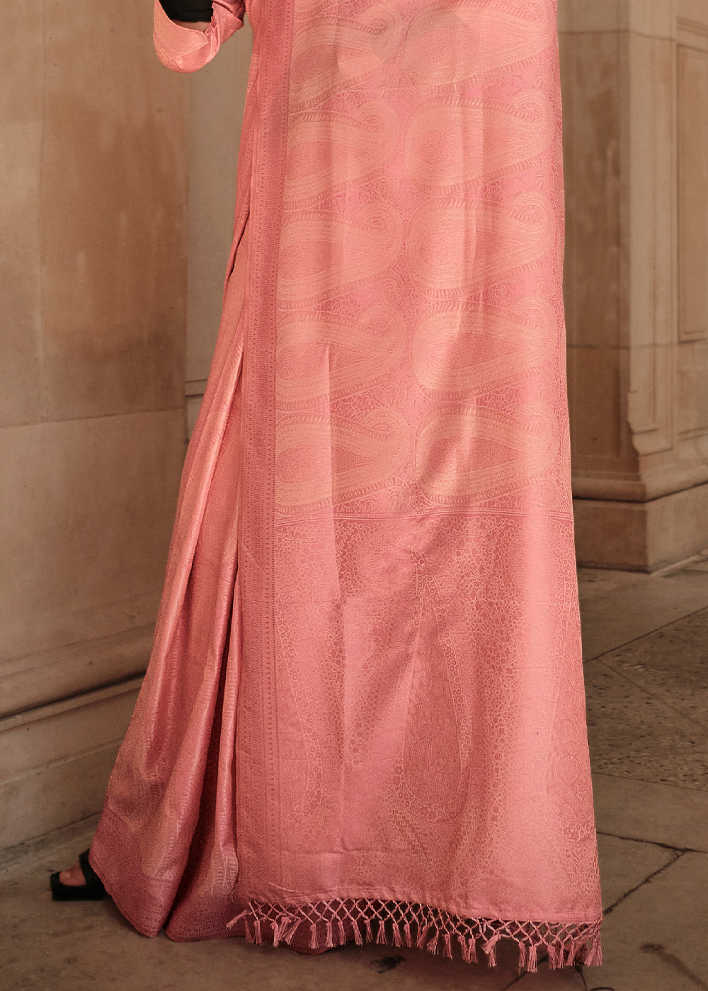 Mauvelous Pink Satin Silk Saree