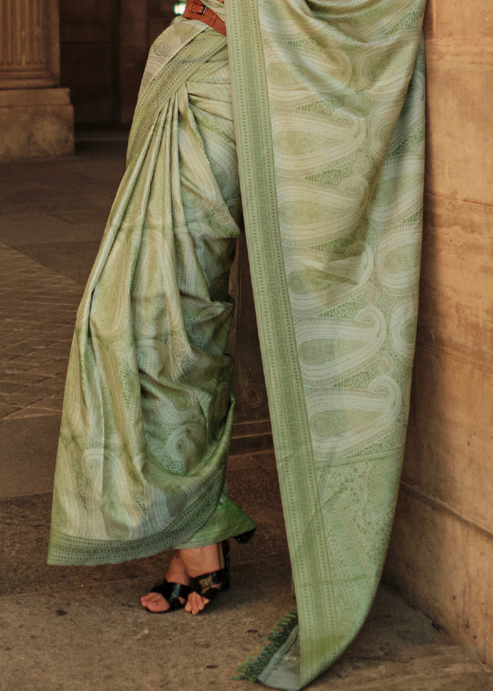 Fern Green Satin Silk Saree