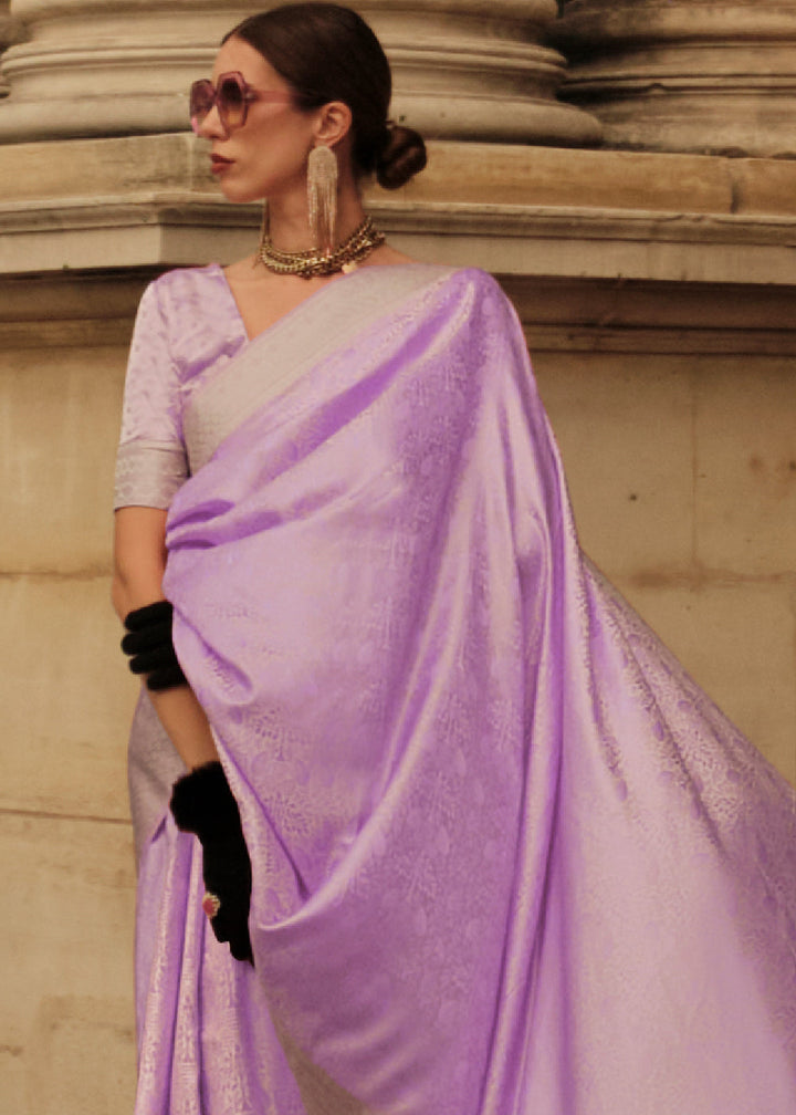 Helio Purple Satin Silk Saree