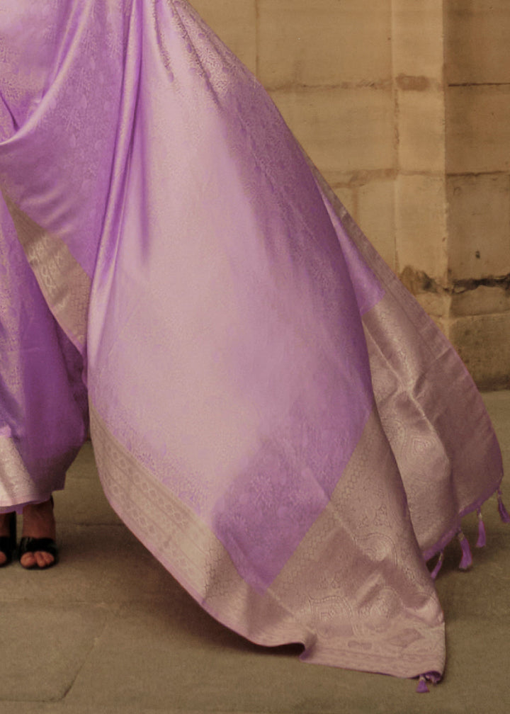 Helio Purple Satin Silk Saree