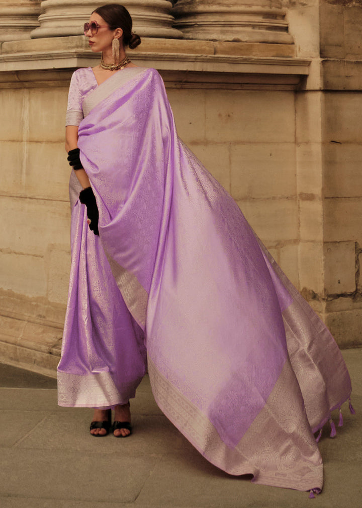 Helio Purple Satin Silk Saree