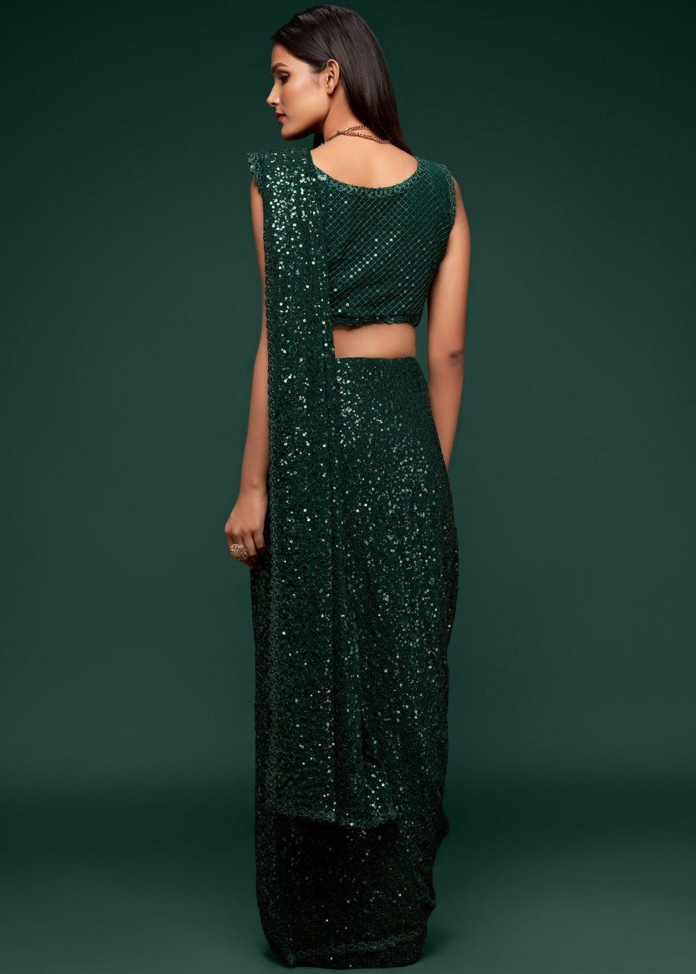 Sacramento Green Designer Georgette Saree