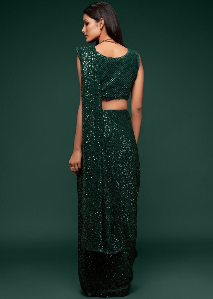 Sacramento Green Designer Georgette Saree