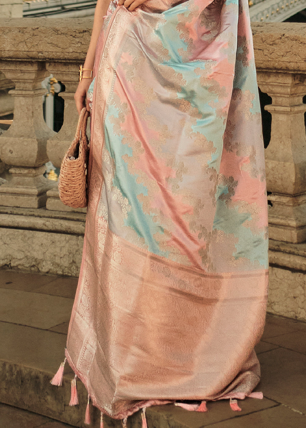 Multi Colored Woven Satin Silk Saree