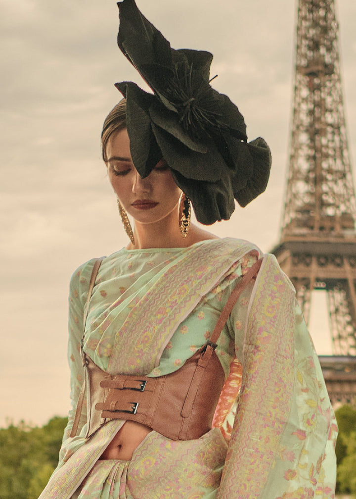Light Green Organza Silk Saree