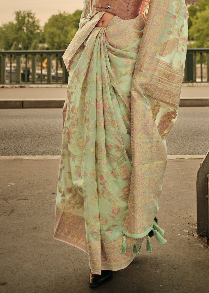 Light Green Organza Silk Saree