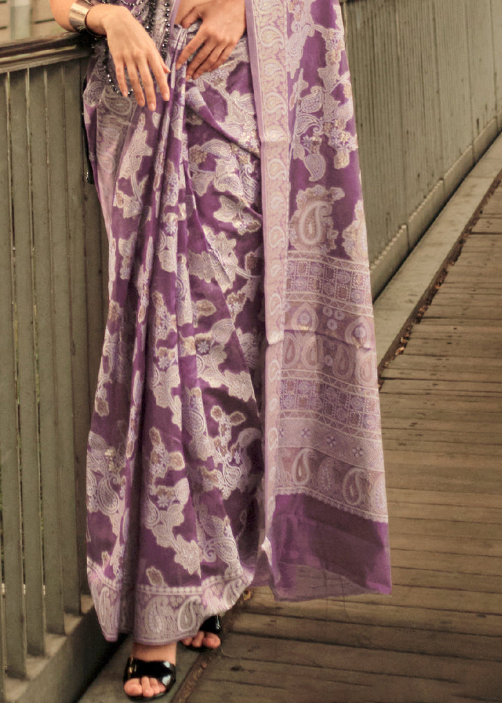 Midnight Purple Organza Silk Saree