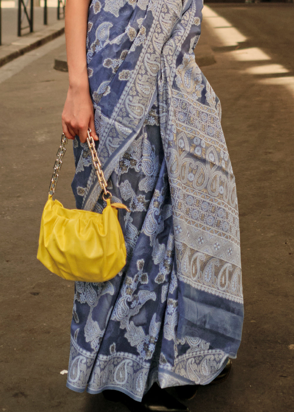 Capri Blue Organza Silk Saree