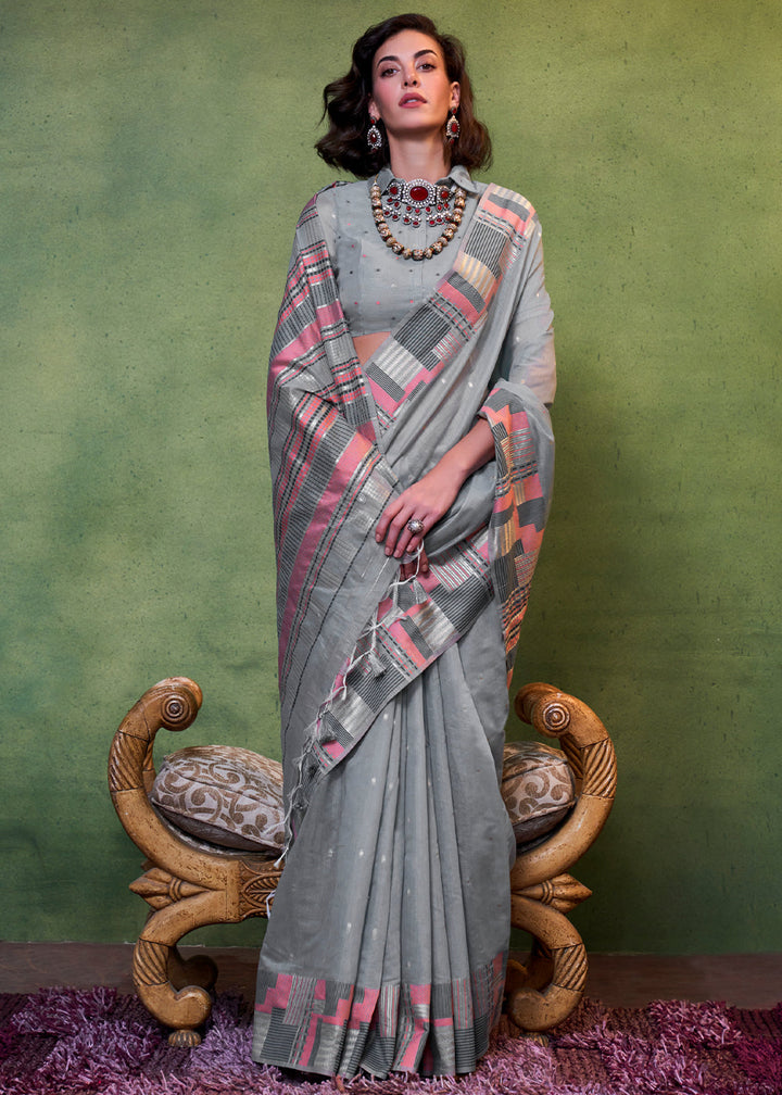 Lava Green Cotton Silk Saree