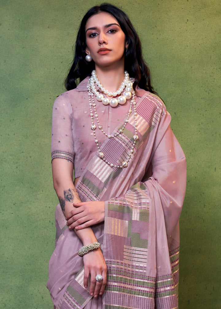 Floral Purple Cotton Silk Saree