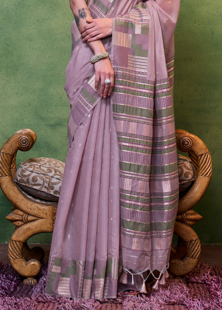 Floral Purple Cotton Silk Saree