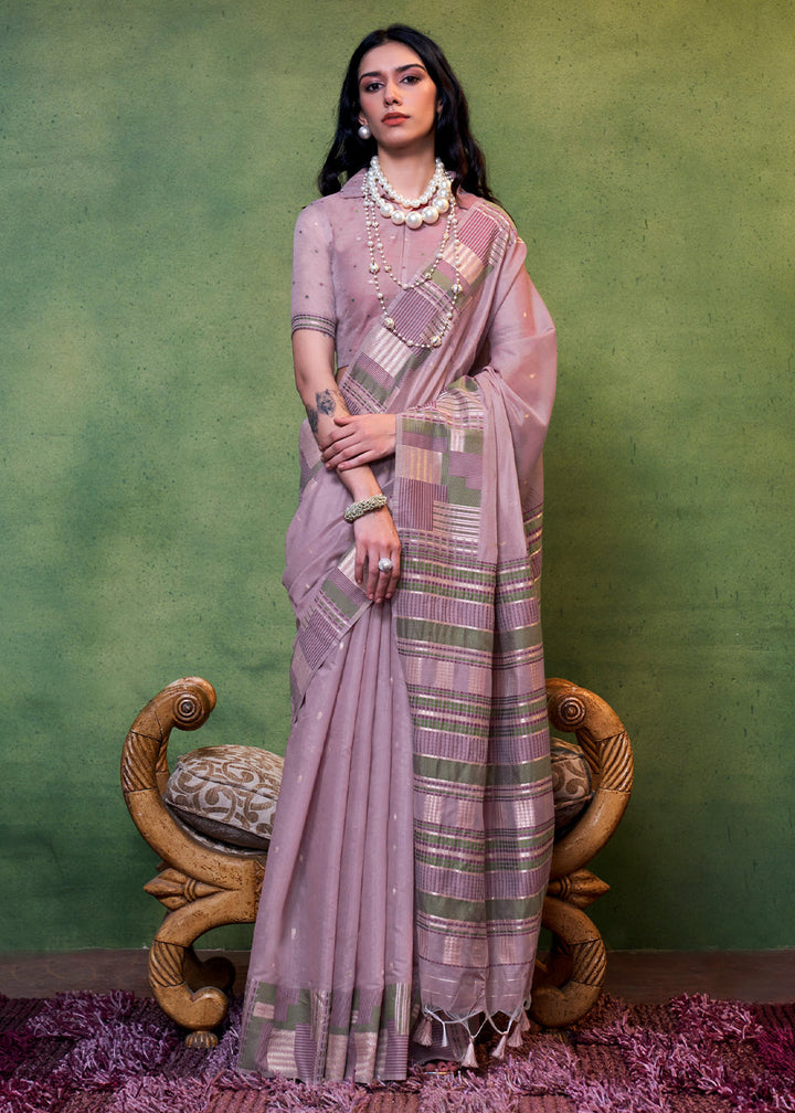 Floral Purple Cotton Silk Saree