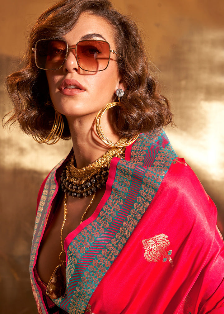 Shades Of Pink Satin Silk Saree