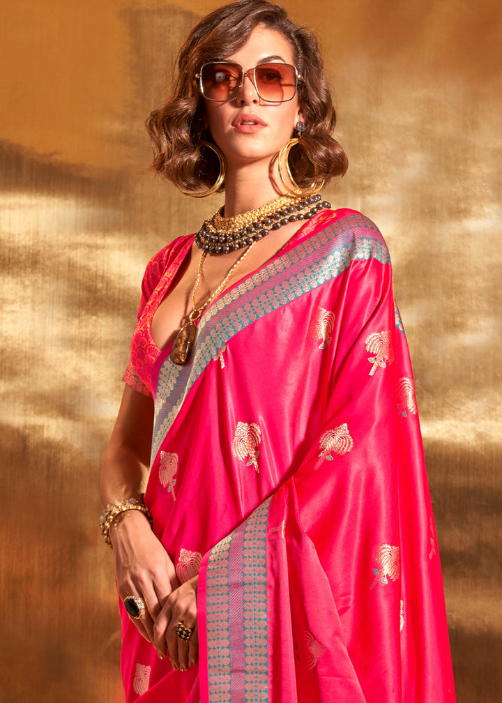 Shades Of Pink Satin Silk Saree