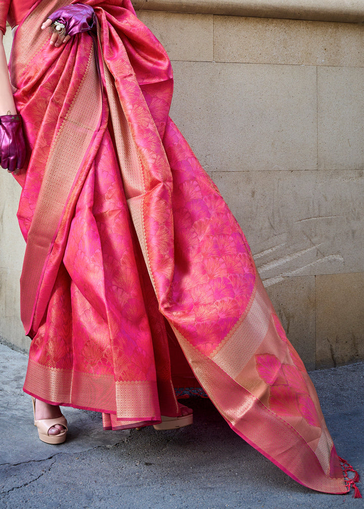 Deep Pink Two Tone Organza Silk Saree