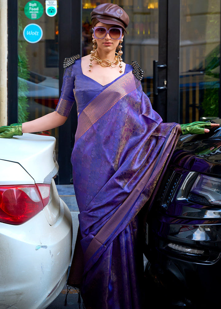 Spanish Purple Two Tone Organza Silk Saree